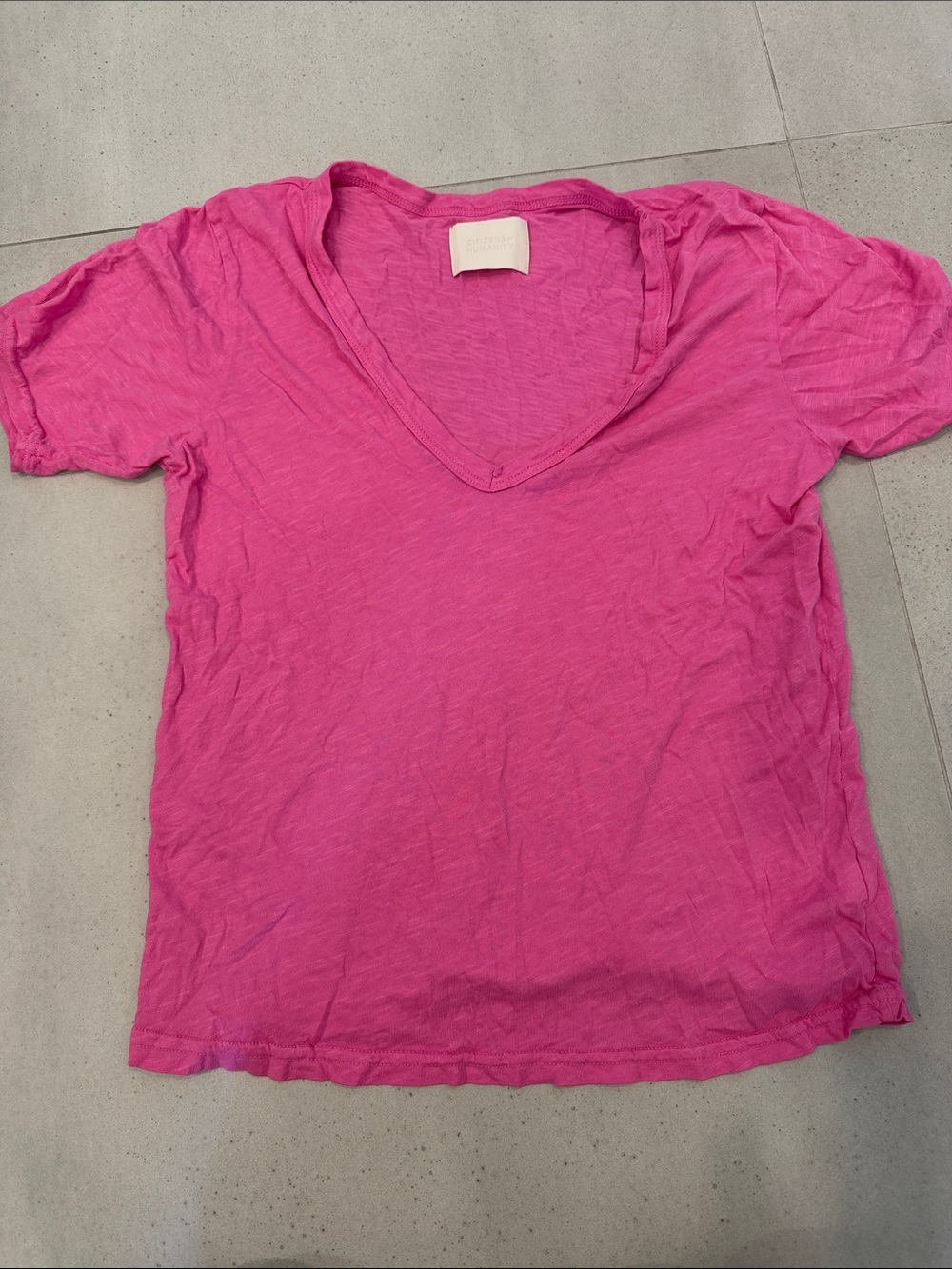 Citizens Of Humanity V-Neck Short Sleeve Tee - Fuchsia Pink